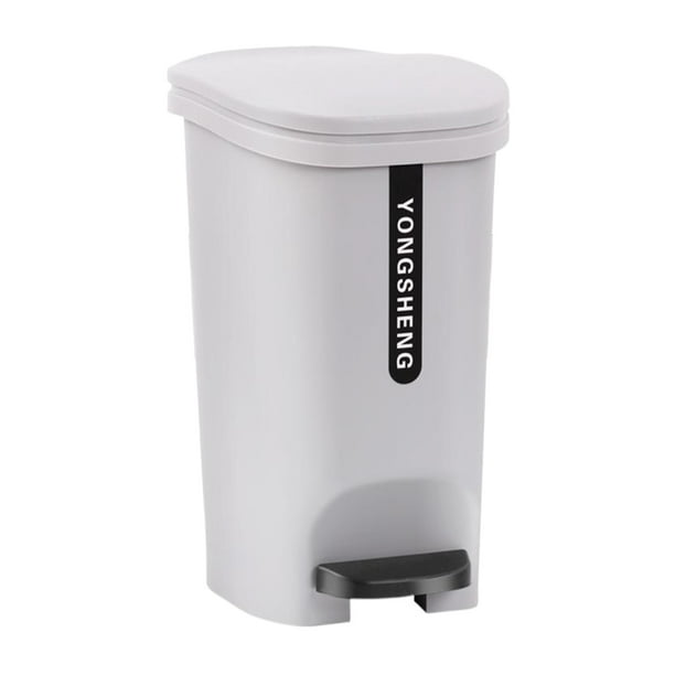 Matsuzay Botes de basura con tapa, contenedor de basura con apertura silenciosa para limpieza del hogar, bote de basura con tapa Suministros de limpieza para el hogar gris