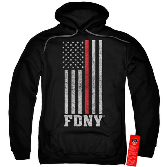 New York City Thin Red Line Adult Pullover Hoodie Sweatshirt Black