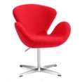 thumbnail image 2 of Swan Accent Chair (Red) - Retro Style Chair Featuring Elegant Curved Back & Armrests Design with Brushed Aluminum Base (W28"xD24"xH37"), 2 of 2