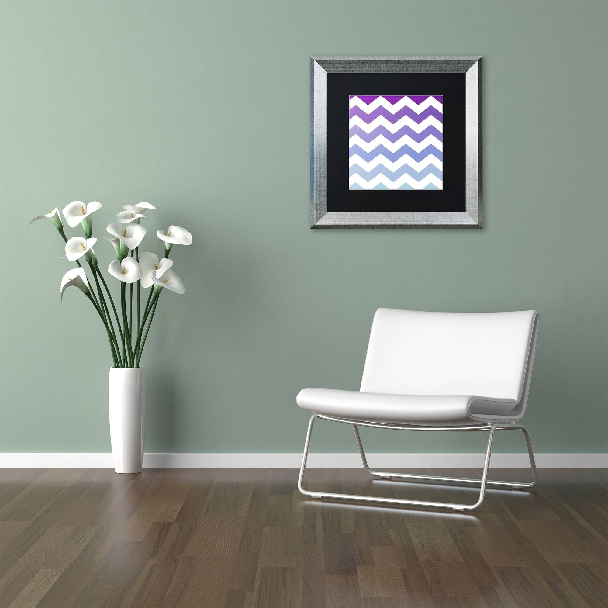Trademark Fine Art "Purple-Blue Chevron" Canvas Art by Color Bakery Black Matte, Silver Frame