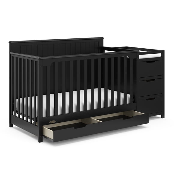 Graco Hadley 5-in-1 Convertible Baby Crib and Changer with Drawer, Black