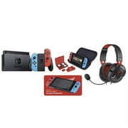 Nintendo Switch Console with Neon Blue & Red Joy-Con. With Traveler Case Bundle and Ear Force Recon 50 Headset