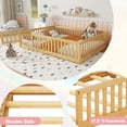 thumbnail image 3 of Bellemave Full Size Floor Bed with Door and Fence  Floor Bed with Bed Slats Sturdy Wood Floor Bed Montessori Bed Frame (Full, Natural Brown), 3 of 10