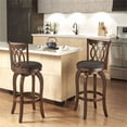 thumbnail image 2 of Weston Home Motif Upholstered Swivel Bar Height Stool with Cherry Finish and Dark Grey Linen, 2 of 2