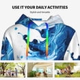 thumbnail image 4 of Fotbe Blue White Fluid Art Pattern Womens Long Sleeve Hoodie, Pullover Hooded Sweatshirt, Kangaroo Pocket Hoodie with Eye-catching Drawstrings-X-Large, 4 of 7