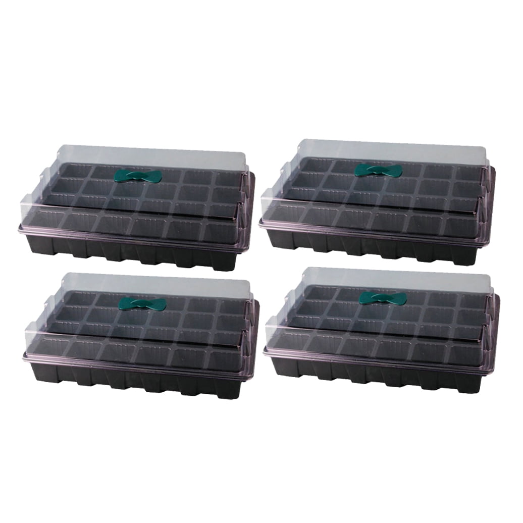 Worgeous Black Plant Germination Tray with Transparent Lid for Seedling Cells Easy Stackable Storage Plastic