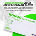 thumbnail image 2 of Biodegradable Nitrile Gloves, Medium Size, 100 Pack, Disposable, Eco-Friendly, Compostable by Ronco Earth, Latex & Powder Free, 3.5 Mil (Violet Colour) M, 2 of 7