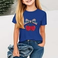 thumbnail image 1 of MKOSPLRT Filles USA Étoiles Rayures Quatrième Juillet T-Shirts Manches Courtes Col Rond T-Shirts Patriotiques Mignons Independence Day T-Shirts Graphiques pour 2-13 Ans, 1 of 4