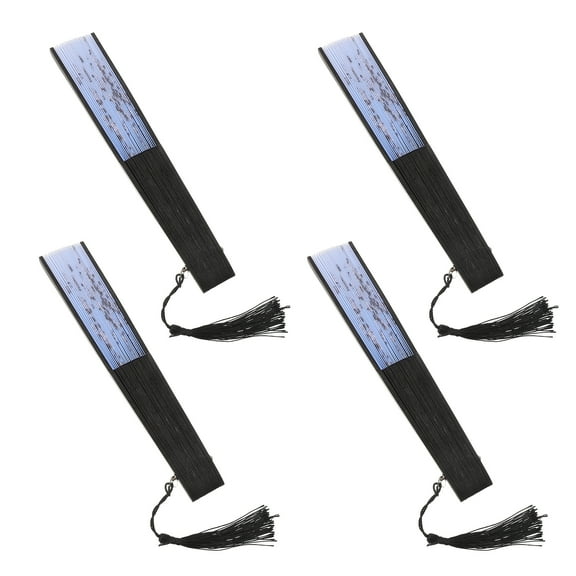 WORGEOUS 4pcs Ancient Chinese Oriental Hand Fan Elegant Colored Hand Fan Handheld Flower Fan