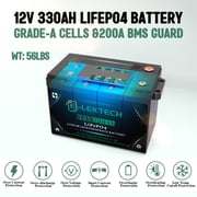 2Pack 12V 330Ah LiFePO4 Lithium Battery, Built-in 200A BMS, 10000+ Deep Cycles, Max. 2560W Power Output, Perfect for Off-Grid, RV, Golf Cart, Solar Power System, Home Backup