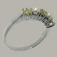 thumbnail image 3 of LBG British Made 925 Solid Silver Natural Peridot & Cultured Pearl Womens Eternity Ring - 33 size options - Size 5, 3 of 7