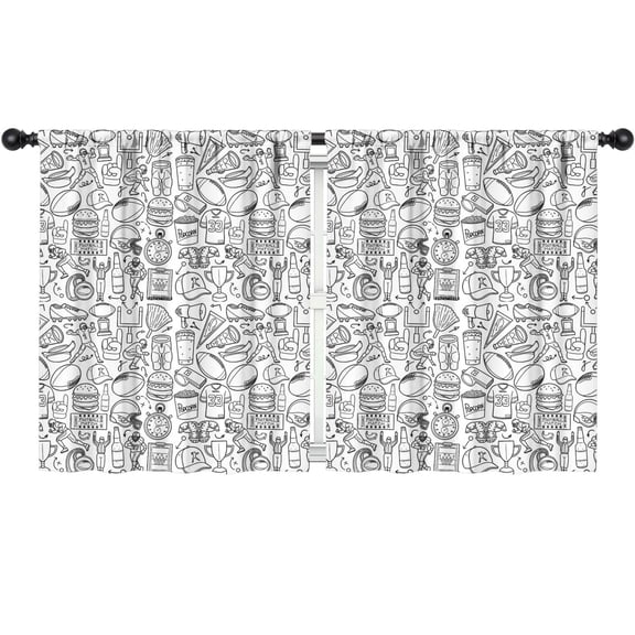 Blackout Kids Curtains,Football Icons Pattern Childrens Insulated Curtains Set Of 2,Bedroom Essentials,Toddler Room Decor 52"x63"