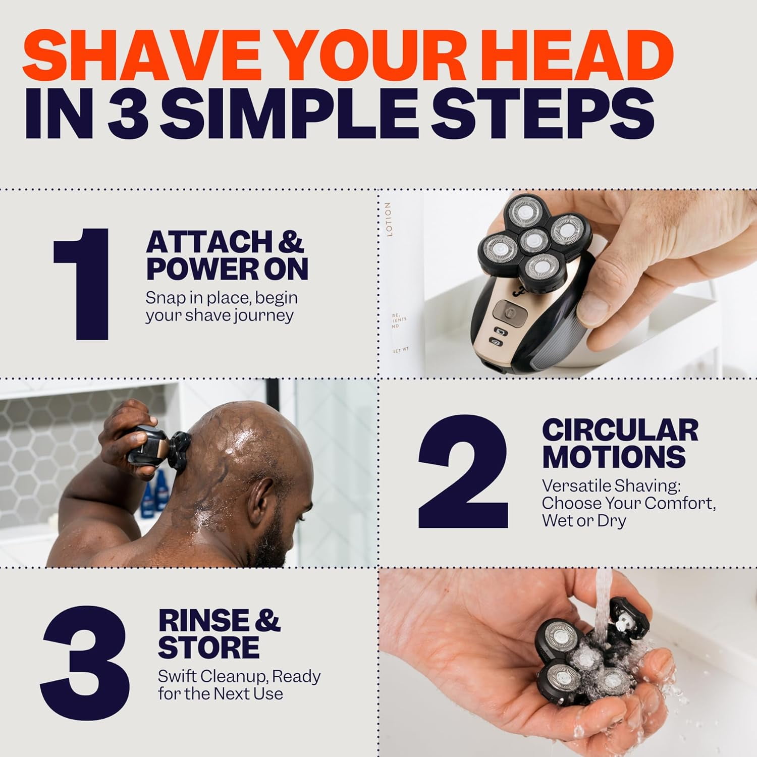 Freebird FlexSeries Waterproof Wet Dry Electric Head & Body Shave Kit with 5-in-1 Attachments