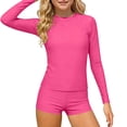 thumbnail image 1 of Swimsuit Set for Girls, Long Sleeve Two Piece with Floral Print, Solid Color Beach Swimsuit for Kids 3-14 Years, 1 of 7