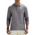 thumbnail image 5 of Generic Mens Linen Henley Shirts Casual Long Sleeve V Neck Polo T-Shirts Button Down Loose Collar Beach Tops, 5 of 7