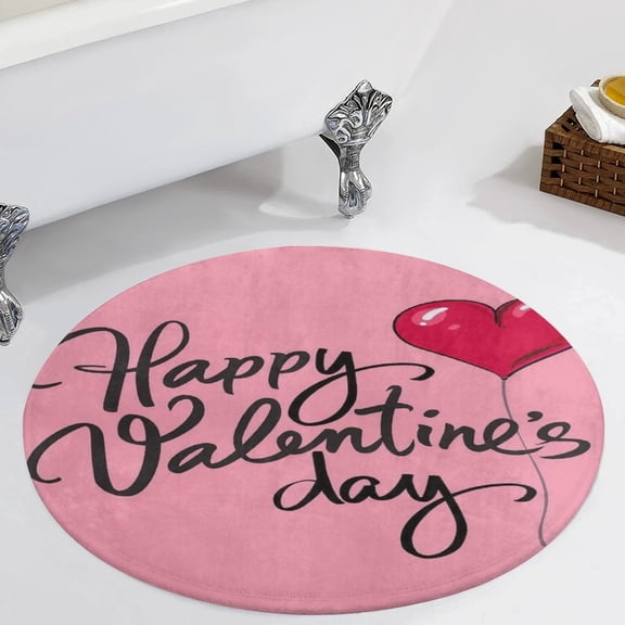 Happy Valentine's Day Round Carpet Circle Rug Outdoor Patio Area Rug Washable Large Area Rugs Hallway Room Decor Fitness Mats