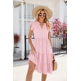 thumbnail image 4 of Summer V-neck Ruffle Sleeve Short-sleeved Solid Color Casual Dress, 4 of 8