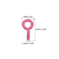 thumbnail image 2 of 300 Pack Small Screw Eye Hooks Mini Eyelets Screws, 5x10x1.2mm, Rose Red, 2 of 5