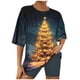 thumbnail image 2 of Puntoco Ropa de dormir para mujer Conjunto de camiseta y pantalones cortos de manga corta con cuello redondo y estampado navideño para mujer Ropa de estar por casa, 2 of 5