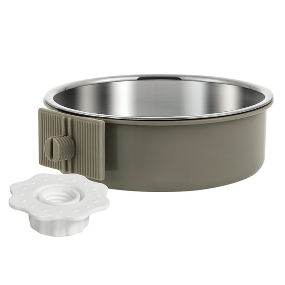 BESTOYARD Grey Stainless Steel Dog Crate Water Bowl with Detachable Hanging Design