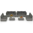 thumbnail image 2 of Costway 10 PCS Outdoor Patio Sectional Sofa Couch PE Rattan Conversation Set Gray, 2 of 10