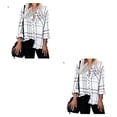 thumbnail image 2 of sweethay Camisa a cuadros de rayas de manga larga para mujer, blusa con bolsillo y cuello en V, Top de fiesta para mujer, ropa de otoño, Type1 NO1, 2 of 6