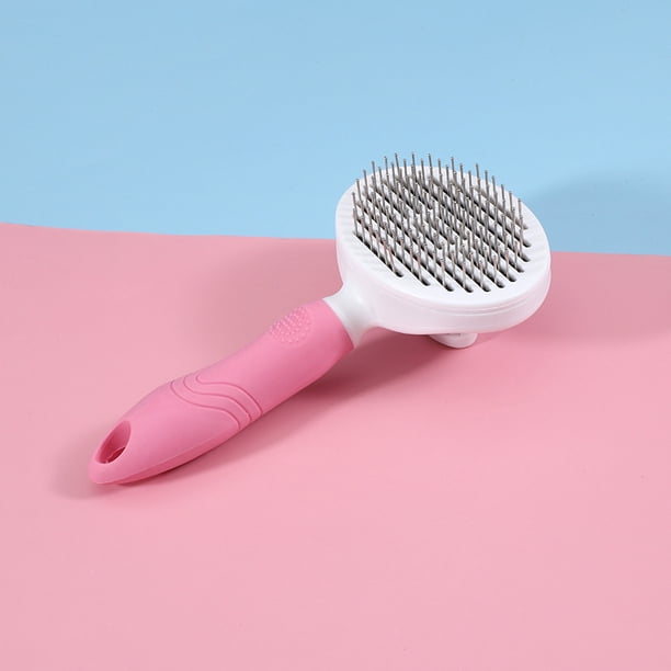 Cepillo autolimpiante para perros y gatos, elimina el pelo, masajea, peine rosa para mascotas