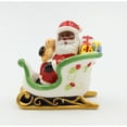 thumbnail image 2 of Ceramic Salt and Pepper Shakers African American Santa Sleigh 3.75", 2 of 5