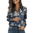 thumbnail image 3 of Womens Tops Satin Shirt Retro Floral Print Casual Long Sleeve Tops Blouses for Women Dressy Casual, 3 of 9