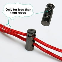 6pcs Spring Cord Locks Plastic End Clip Stoppers Fastener Double Holes Rope Toggle Slider, Metal Black