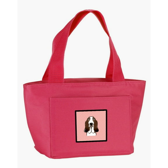 Carolines Treasures BB1243PK-8808 Checkerboard Pink Basset Hound Lunch Bag  multicolor