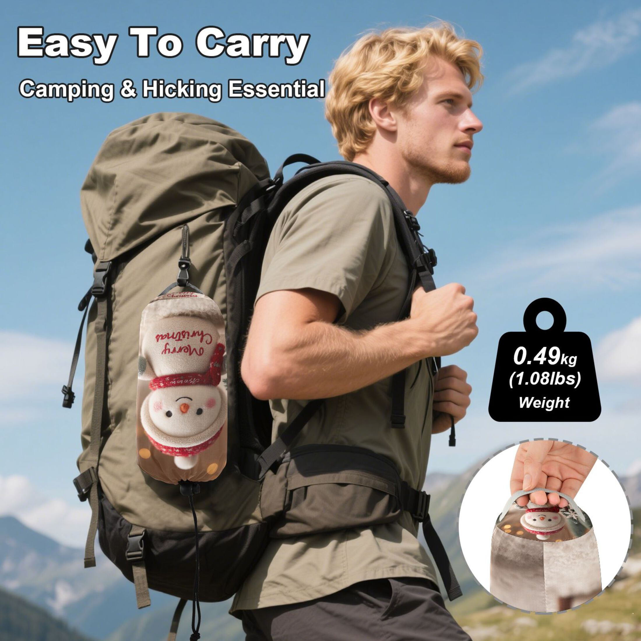 Hammock Camping Hammock Nylon Portable Hammock Travel Camping Hammock Christmas Snowman Cartoon