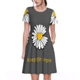thumbnail image 1 of Disketp Keep Life Simple Daisy Flower para Vestido de Manga Corta para Mujeres, Vestidos de Verano para Mujeres, Casual y Holgado para la Playa, 1 of 6