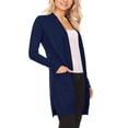 thumbnail image 2 of Women's Long Sleeve Loose Fit Open Front Pockets Solid Knit Sweater Cardigan, 2 of 4