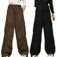 thumbnail image 6 of BULLPIANO Girls Cargo Pants with Pockets Drawstring Elastic Kids Joggers Loose Hip Hop Wide Leg Trousers, 6 of 6