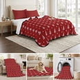 thumbnail image 6 of Quilts Queen Size Bedding Set, Red Christmas Lightweight Quilted Comforter, Xmas Trees Dots Modern Minimalist Style Soft Reversible Bedspread Coverlet with Pillow Covers for All Season, 90" x 96", 6 of 9