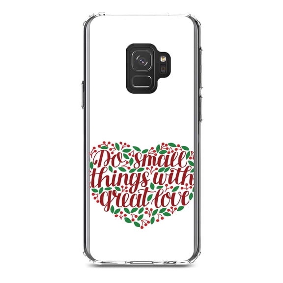 DistinctInk Clear Shockproof Hybrid Case for Samsung Galaxy S9 (5.8" Screen) - TPU Bumper, Acrylic Back, Tempered Glass Screen Protector - Do Small Things With Great Love - Floral