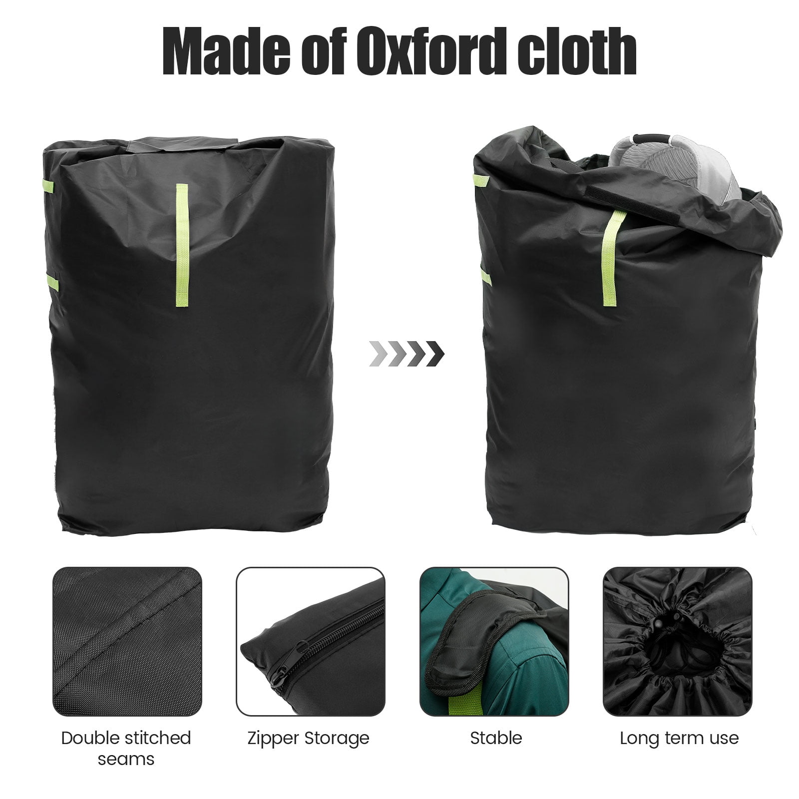 Stroller Bag 47 Inch 420D Oxford Cloth Gate Check Stroller Bag Waterproof Stroller Travel Bag Large Stroller Cover Bag Stroller Travel Cover with Adjustable Strap