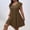 Coffee, variant on Women's Plus Size Crisscross V-Neck Ruffle Short Sleeve A-Line Babydoll Mini Dress Solid Color Casual Dress for Daily Wear in Spring Summer XL-5XL