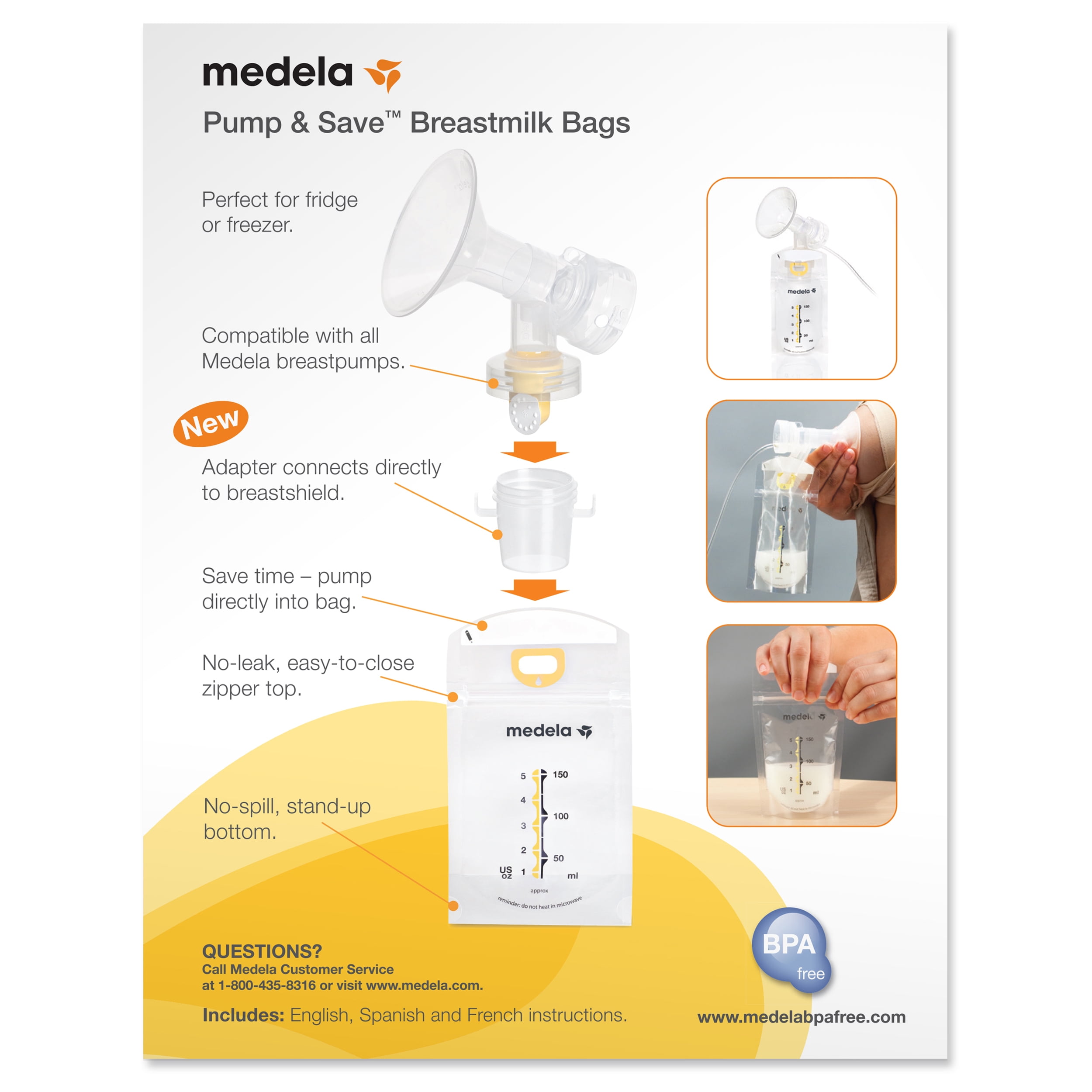 Medela Pump & Save Breastmilk Bags 20 Pack & 2 Adapters 150 ML Brand New In Box