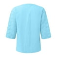 thumbnail image 3 of EHTMSAK Dressy Blouses for Women Pants U-Neck Solid Color Plus Size Tops Leisure Hollow Lace Compression Shirt Blue 3X, 3 of 5