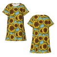 thumbnail image 5 of Salouo Daisies Flowers Print Short Sleeve Sleepshirt for Womens Comfy Nightgown Scoopneck Cute Nightdress Ruffle -Medium, 5 of 7