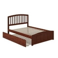 thumbnail image 3 of Modern Full Platform Bed with Footboard & Trundle - Walnut Finish Bedroom Furniture, 3 of 10