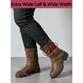thumbnail image 5 of Women's Extra Wide Width Ankle Boots True Plus Size Wide Foot Low Heeled Slouchy Booties Comfort Riding Combat Rivet Short Boots for Women., 5 of 7