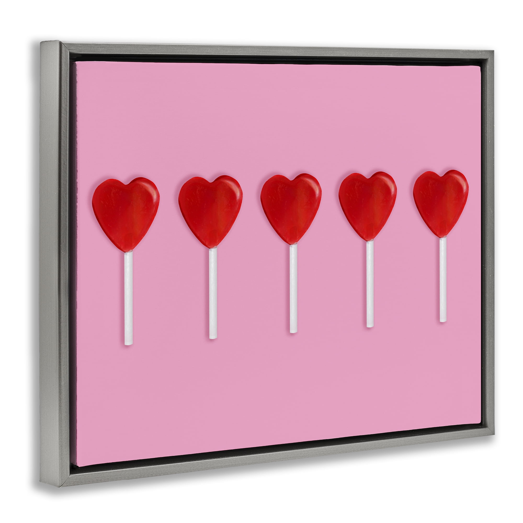 Stupell Industries Valentine's Heart Pops Gray Framed Floater Canvas Wall Art, design by LISH Creative