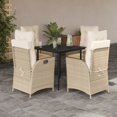 thumbnail image 1 of vidaXL 5 Piece Garden Dining Set with Cushions Beige Poly Rattan, 1 of 5