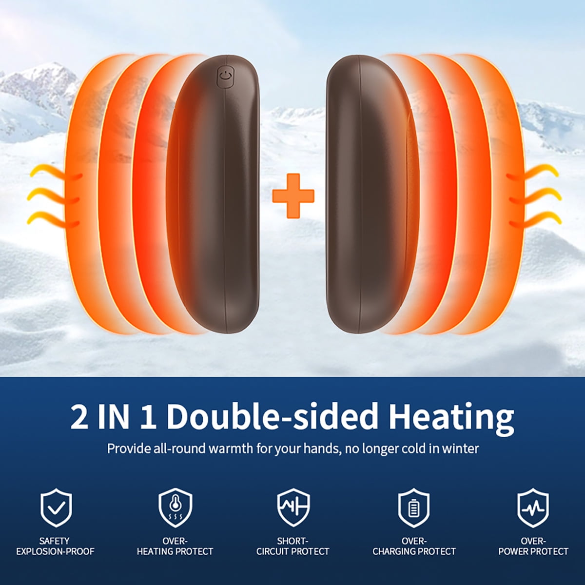 2-Pack Rechargeable Hand Warmers with Magnetic Attachment, Fast Heating Up to 140℉/60℃, 2500mAh Portable Electric Pocket Heaters, Ideal for Outdoors, Camping, Hunting