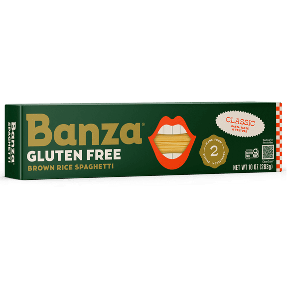 Banza Brown Rice Spaghetti, Gluten-Free Pasta Made in Italy, Non-GMO, 8oz, Classic Texture