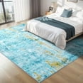 thumbnail image 2 of Area Rug 4x6 Teal Blue Rug Washable Boho Rugs Non Slip Low Pile Abstract Small Carpet for Entryway, Bedroom, Kitchen, Classroom, Kids Room, Office, Dorm, Dining Room, 2 of 9
