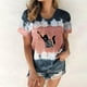 thumbnail image 2 of Mujeres Casual Cuello Redondo Manga Corta Estampado Jersey Blusa Camiseta Tops Sueltos OAVQHLG3B Store  lin121212, 2 of 4